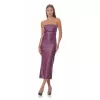 Φόρεμα Midi Strapless Δερμάτινο - Μωβ Φόρεμα Midi Strapless Δερμάτινο - Μωβ