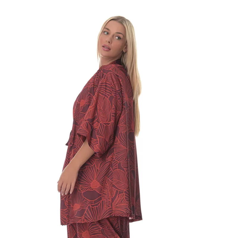 Plus Size Floral Κιμονό - Kόκκινο Plus Size Floral Κιμονό - Kόκκινο