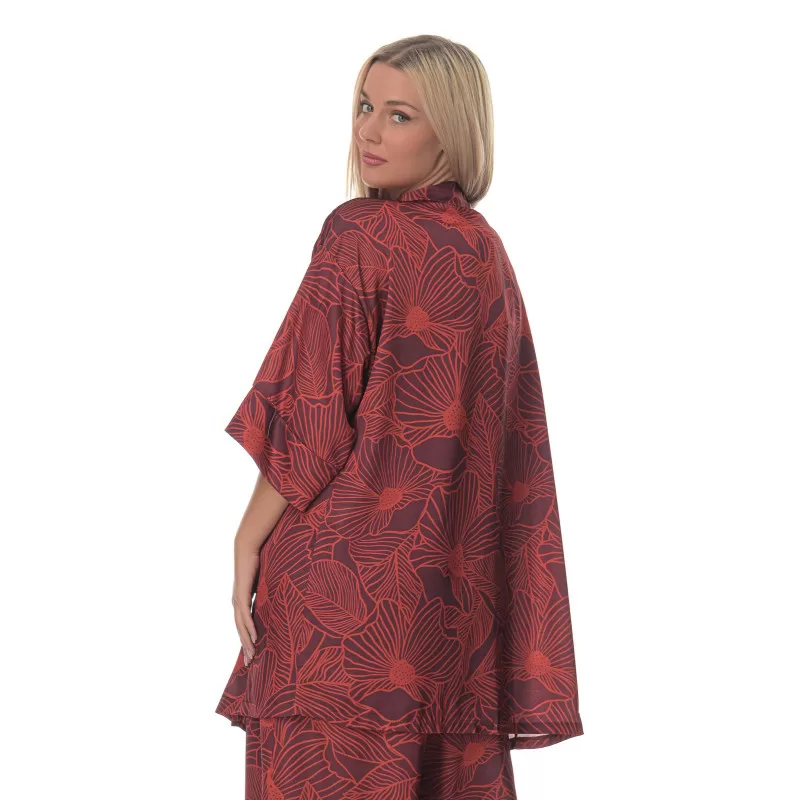 Plus Size Floral Κιμονό - Kόκκινο Plus Size Floral Κιμονό - Kόκκινο