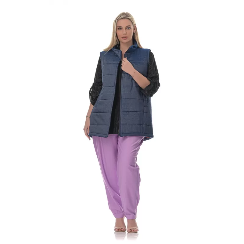 Plus Size Jacket Jean Αμάνικο - Μπλε Plus Size Jacket Jean Αμάνικο - Μπλε