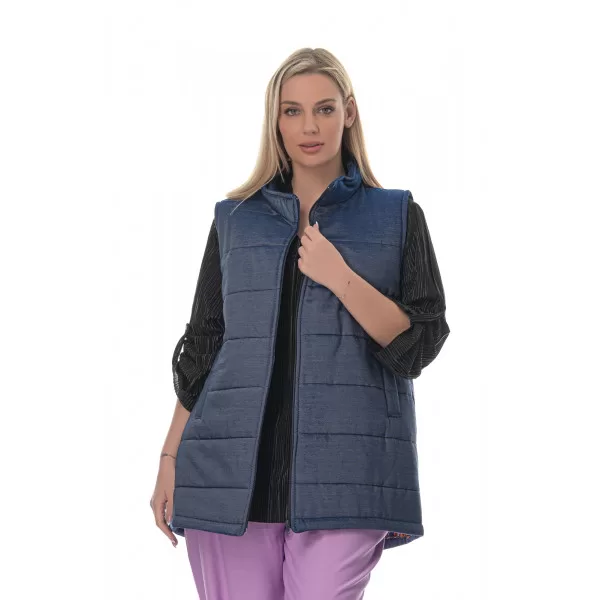 Plus Size Jacket Jean Αμάνικο - Μπλε