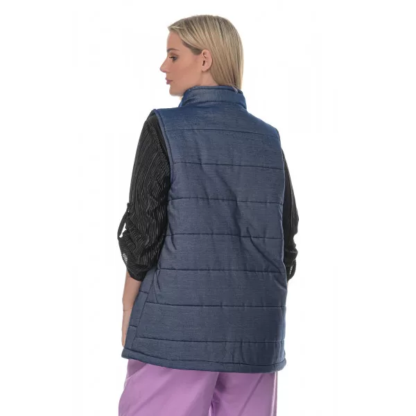 Plus Size Jacket Jean Αμάνικο - Μπλε