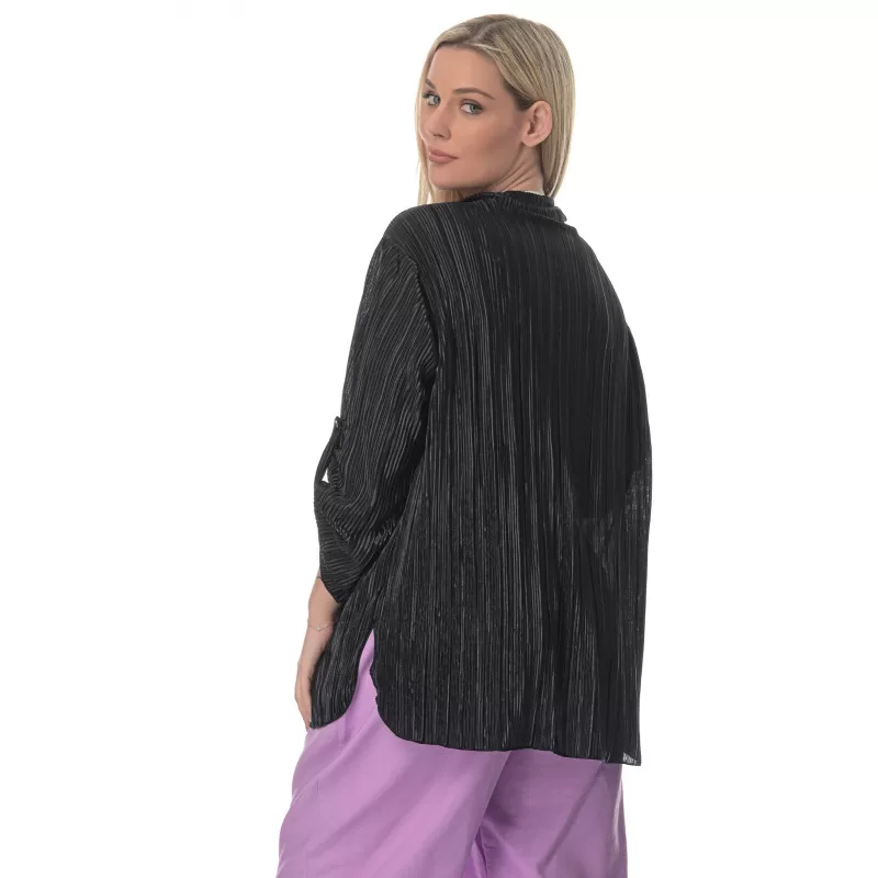 Plus Size Πουκαμίσα Πλισέ - Μαύρο Plus Size Πουκαμίσα Πλισέ - Μαύρο