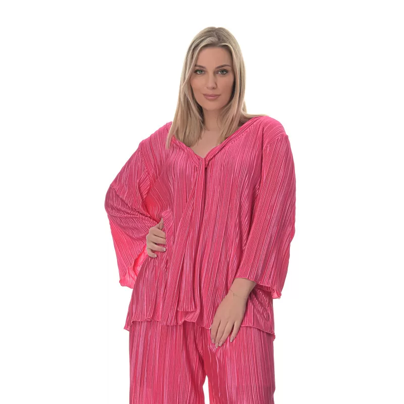 Plus Size Set Παντελόνα/Πουκαμίσα Πλισέ - Φούξια Plus Size Set Παντελόνα/Πουκαμίσα Πλισέ - Φούξια