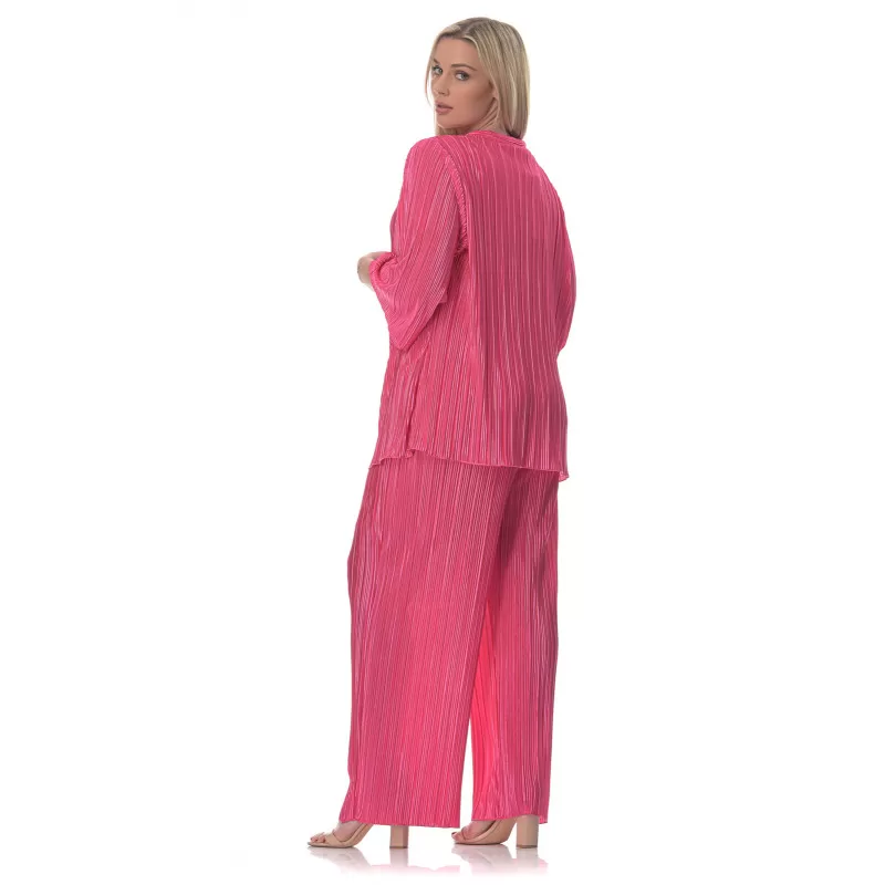 Plus Size Set Παντελόνα/Πουκαμίσα Πλισέ - Φούξια Plus Size Set Παντελόνα/Πουκαμίσα Πλισέ - Φούξια