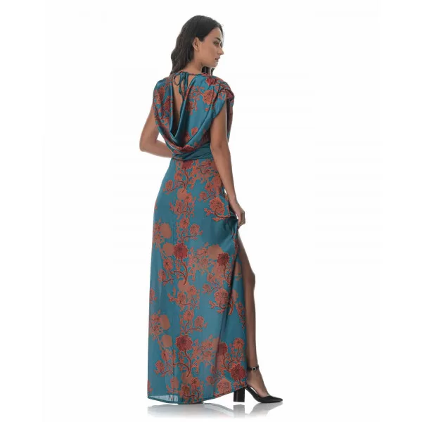 Φόρεμα Maxi Floral - Πετρόλ