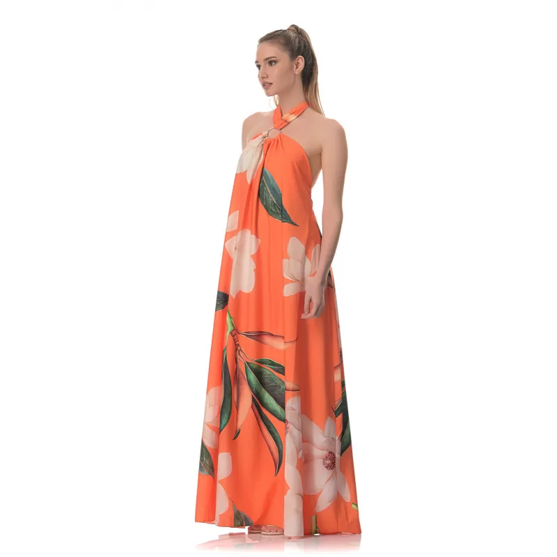 Φόρεμα Maxi Floral - Πορτοκαλί Φόρεμα Maxi Floral - Πορτοκαλί
