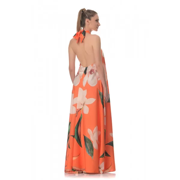 Φόρεμα Maxi Floral - Πορτοκαλί