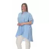 Plus Size Λινή Πουκαμίσα Με Κουμπιά - Γαλάζιο Plus Size Λινή Πουκαμίσα Με Κουμπιά - Γαλάζιο