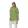 Plus Size Λινή Πουκαμίσα Με V Λαιμόκοψη - Πράσινο Plus Size Λινή Πουκαμίσα Με V Λαιμόκοψη - Πράσινο