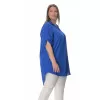 Plus Size Λινή Πουκαμίσα Με V Λαιμόκοψη - Μπλε Ρουά Plus Size Λινή Πουκαμίσα Με V Λαιμόκοψη - Μπλε Ρουά