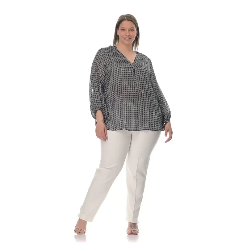 Plus Size Πουκαμίσα - Ασπρόμαυρο Plus Size Πουκαμίσα - Ασπρόμαυρο