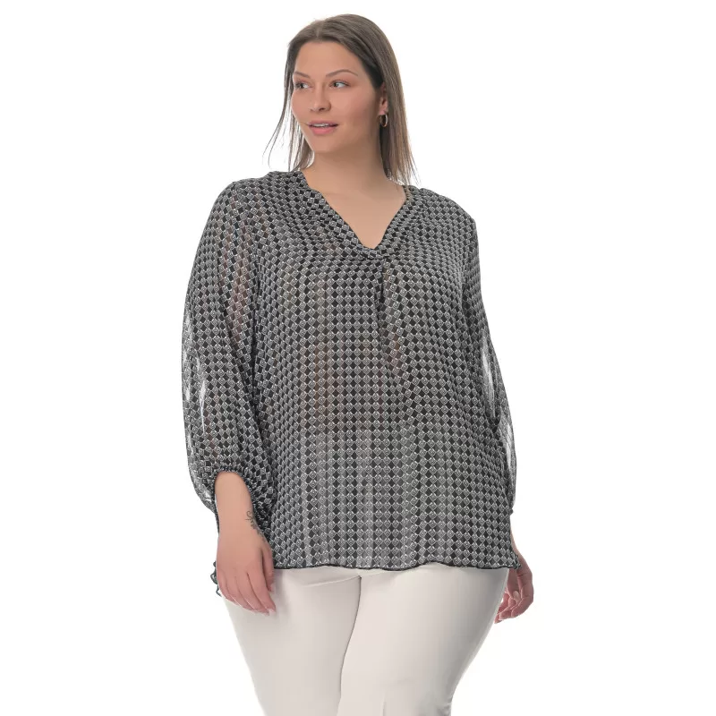 Plus Size Πουκαμίσα - Ασπρόμαυρο Plus Size Πουκαμίσα - Ασπρόμαυρο