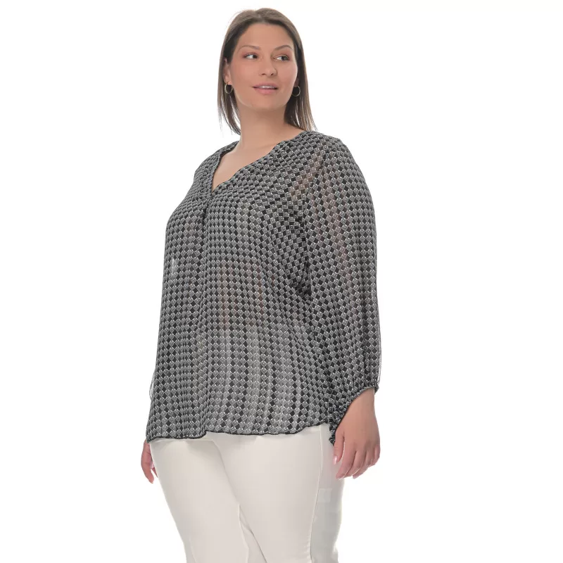 Plus Size Πουκαμίσα - Ασπρόμαυρο Plus Size Πουκαμίσα - Ασπρόμαυρο