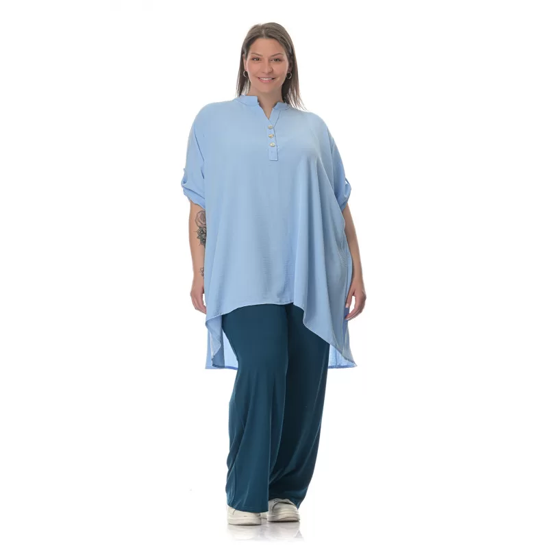 Plus Size Παντελόνα Βισκόζ - Πετρόλ Plus Size Παντελόνα Βισκόζ - Πετρόλ