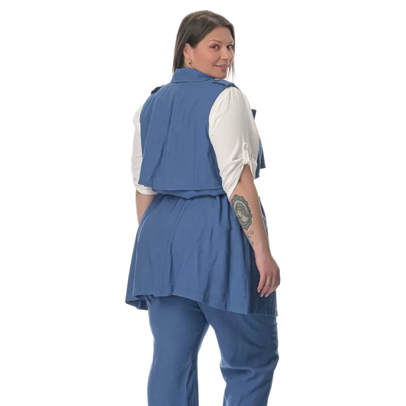 Plus Size Καμπαρντίνα Safari Αμάνικη - Μπλε Plus Size Καμπαρντίνα Safari Αμάνικη - Μπλε