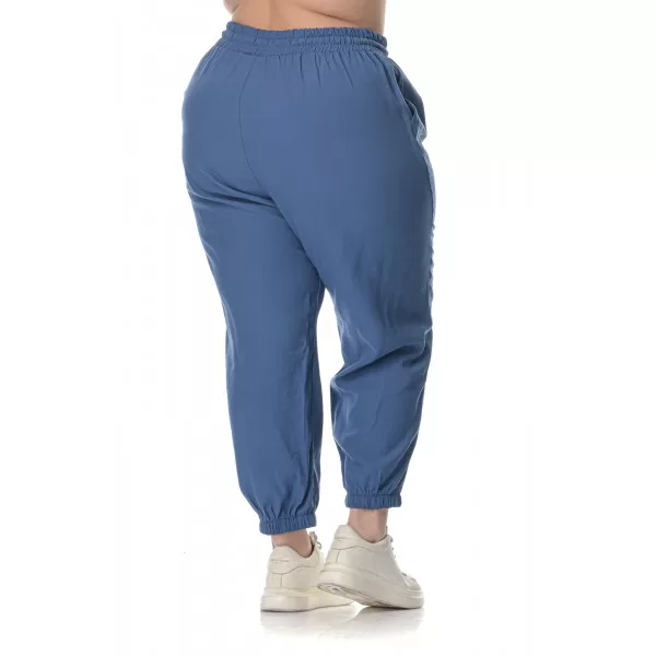 Plus Size Παντελόνι Safari Capri - Μπλε