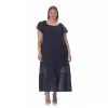 Plus Size Φόρεμα Κεντητό Με Βολάν - Μπλε Plus Size Φόρεμα Κεντητό Με Βολάν - Μπλε