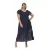 Plus Size Φόρεμα Κεντητό Με Βολάν - Μπλε Plus Size Φόρεμα Κεντητό Με Βολάν - Μπλε
