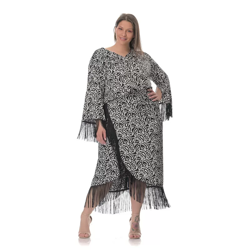 Plus Size Set Φούστα/Τop Με Κρόσια - Ασπρόμαυρο Plus Size Set Φούστα/Τop Με Κρόσια - Ασπρόμαυρο