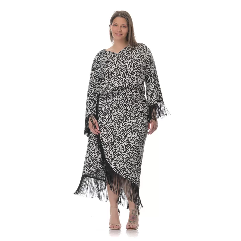 Plus Size Set Φούστα/Τop Με Κρόσια - Ασπρόμαυρο Plus Size Set Φούστα/Τop Με Κρόσια - Ασπρόμαυρο