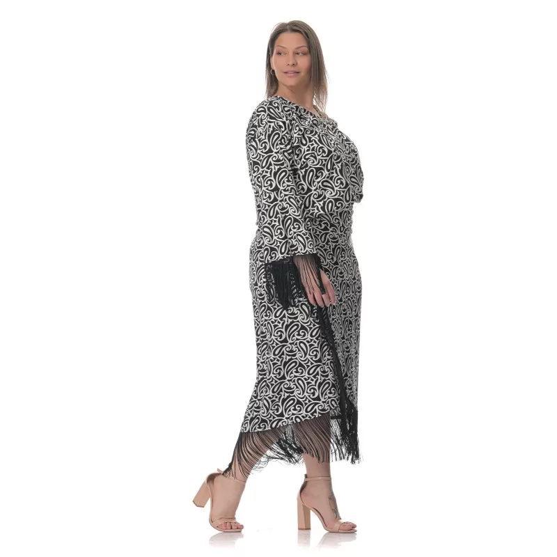 Plus Size Set Φούστα/Τop Με Κρόσια - Ασπρόμαυρο Plus Size Set Φούστα/Τop Με Κρόσια - Ασπρόμαυρο