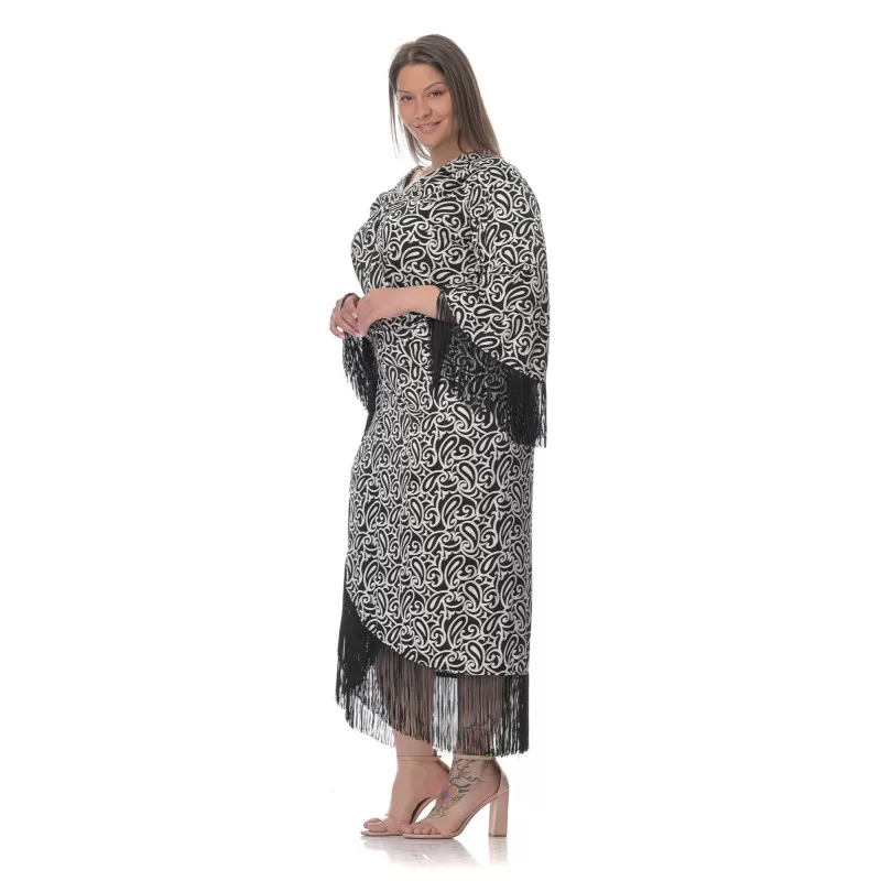 Plus Size Set Φούστα/Τop Με Κρόσια - Ασπρόμαυρο Plus Size Set Φούστα/Τop Με Κρόσια - Ασπρόμαυρο