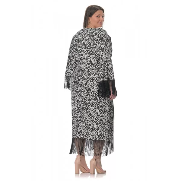 Plus Size Set Φούστα/Τop Με Κρόσια - Ασπρόμαυρο 
