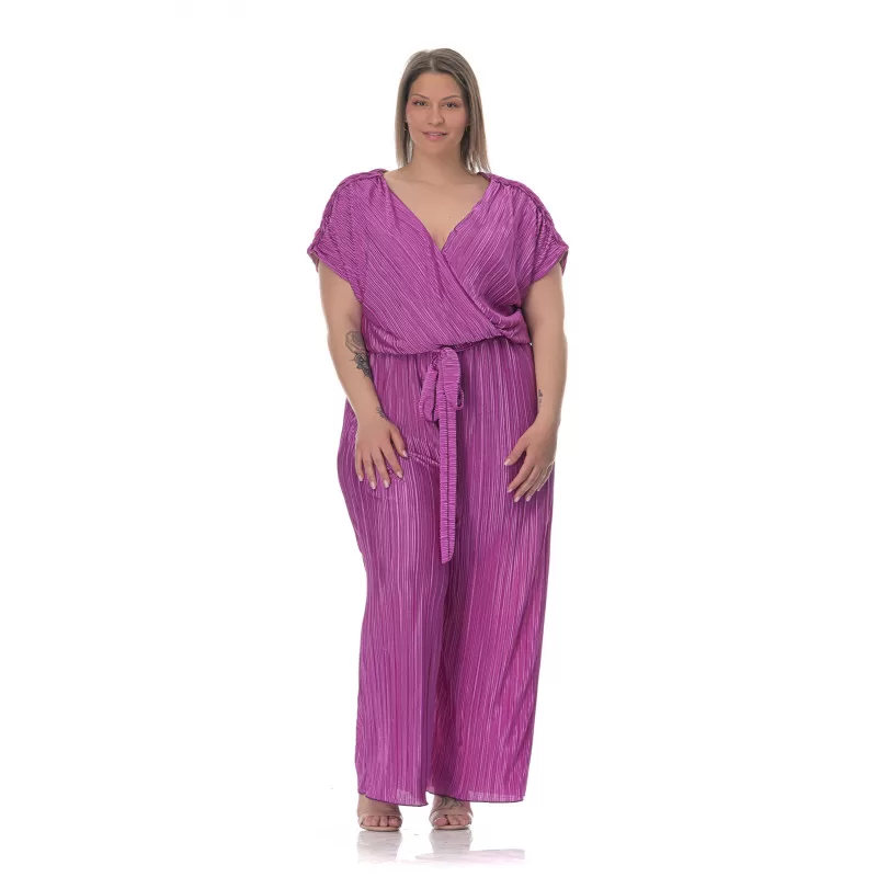 Plus Size Ολόσωμη Φόρμα Πλισέ - Μωβ Plus Size Ολόσωμη Φόρμα Πλισέ - Μωβ