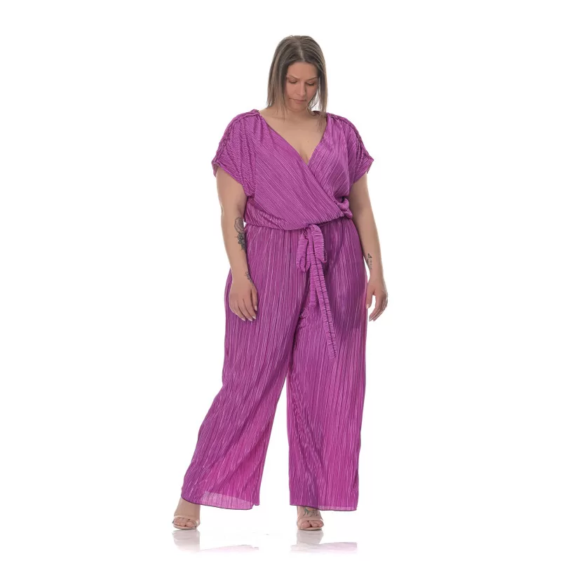 Plus Size Ολόσωμη Φόρμα Πλισέ - Μωβ Plus Size Ολόσωμη Φόρμα Πλισέ - Μωβ
