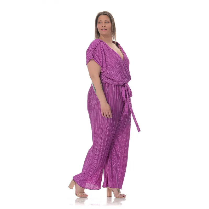 Plus Size Ολόσωμη Φόρμα Πλισέ - Μωβ Plus Size Ολόσωμη Φόρμα Πλισέ - Μωβ