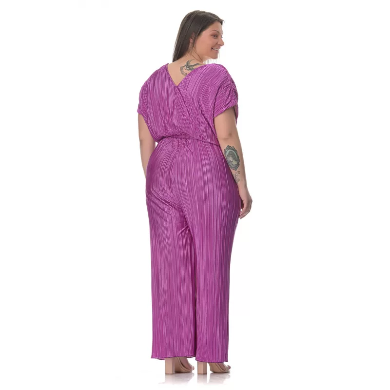 Plus Size Ολόσωμη Φόρμα Πλισέ - Μωβ Plus Size Ολόσωμη Φόρμα Πλισέ - Μωβ