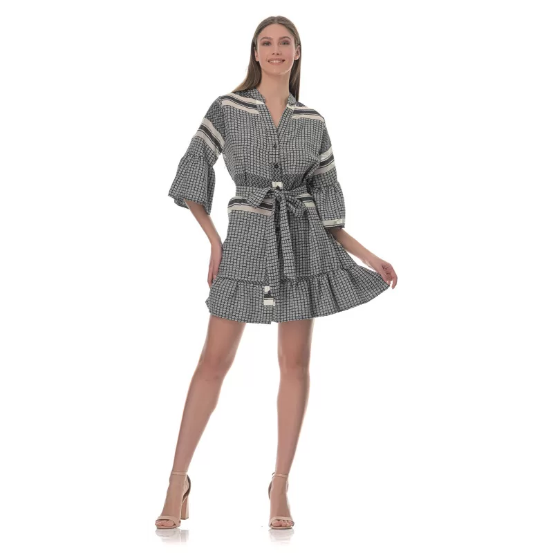 Φόρεμα Boho Mini - Ασπρόμαυρο
