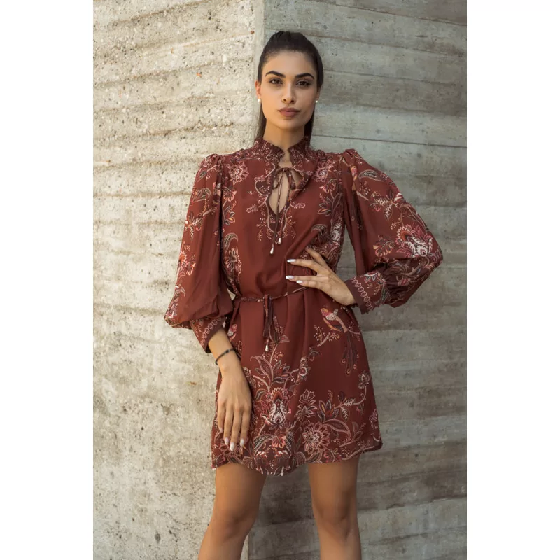 Φόρεμα Mini Floral - Καφέ Φόρεμα Mini Floral - Καφέ