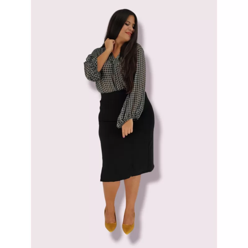Plus Size Φούστα Midi - Μαύρο Plus Size Φούστα Midi - Μαύρο