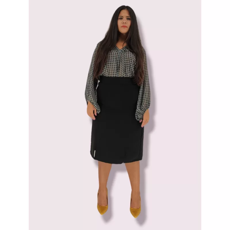 Plus Size Φούστα Midi - Μαύρο Plus Size Φούστα Midi - Μαύρο