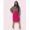 Plus Size Φούστα Midi - Φούξια Plus Size Φούστα Midi - Φούξια