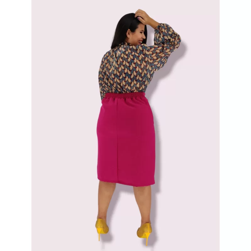 Plus Size Φούστα Midi - Φούξια Plus Size Φούστα Midi - Φούξια