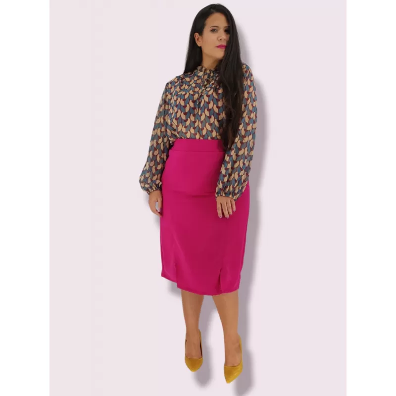 Plus Size Φούστα Midi - Φούξια Plus Size Φούστα Midi - Φούξια