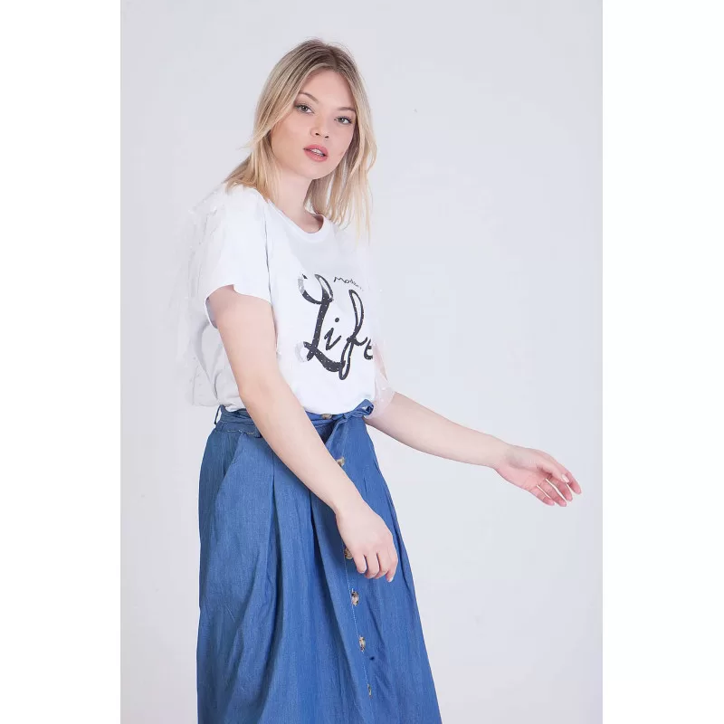 T-Shirt Με Στάμπα - Λευκό T-Shirt Με Στάμπα - Λευκό