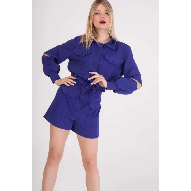 Set Jacket/Σορτς - Μπλε Ρουά Set Jacket/Σορτς - Μπλε Ρουά