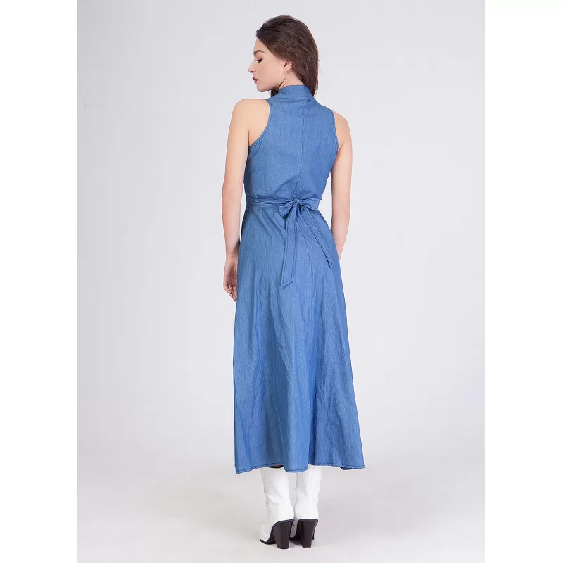 Φόρεμα Maxi Jean Αμάνικο - Μπλε Φόρεμα Maxi Jean Αμάνικο - Μπλε