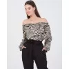 Μπλούζα Έξωμη Animal Print - Μπεζ Μπλούζα Έξωμη Animal Print - Μπεζ