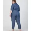 Plus Size Denim Ολόσωμη Φόρμα - Μπλε Plus Size Denim Ολόσωμη Φόρμα - Μπλε