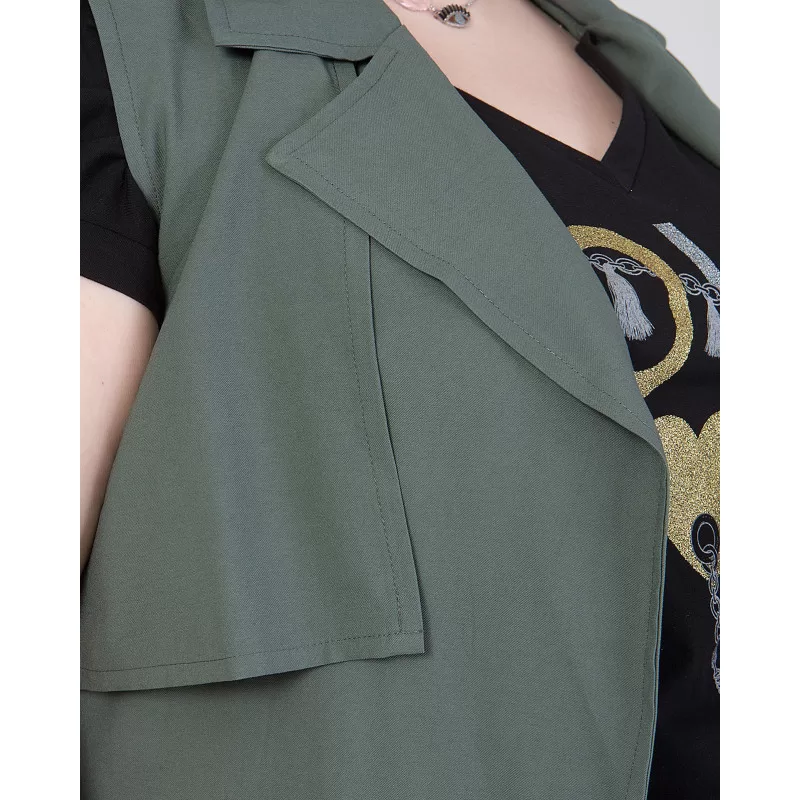 Plus Size Καμπαρντίνα Safari Αμάνικη - Χακί Plus Size Καμπαρντίνα Safari Αμάνικη - Χακί