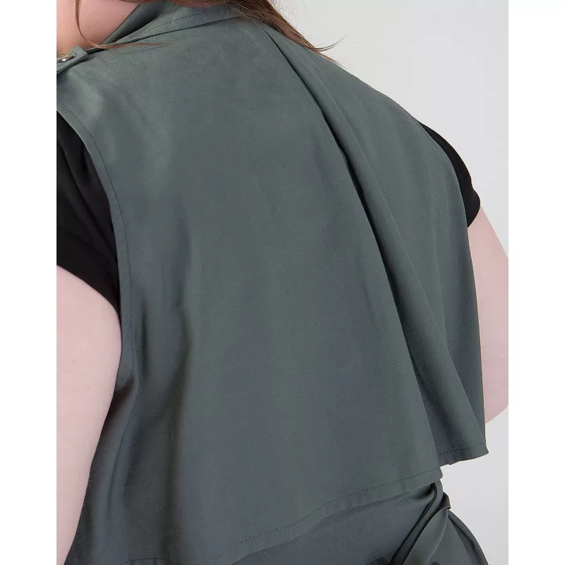 Plus Size Καμπαρντίνα Safari Αμάνικη - Χακί Plus Size Καμπαρντίνα Safari Αμάνικη - Χακί
