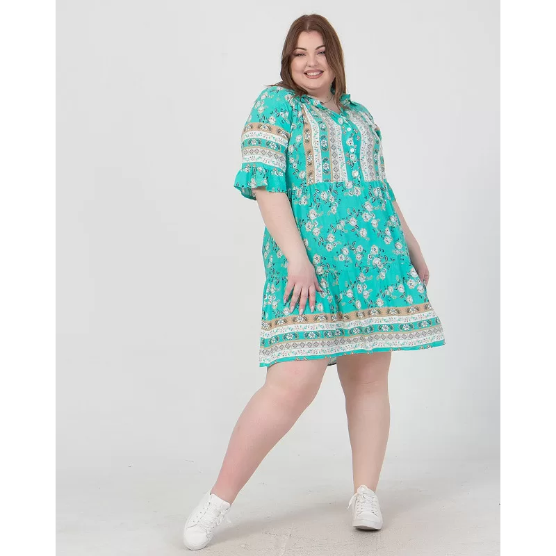 Plus Size Φόρεμα Floral - Βεραμάν Plus Size Φόρεμα Floral - Βεραμάν