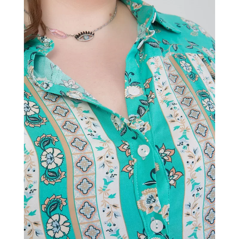 Plus Size Φόρεμα Floral - Βεραμάν Plus Size Φόρεμα Floral - Βεραμάν