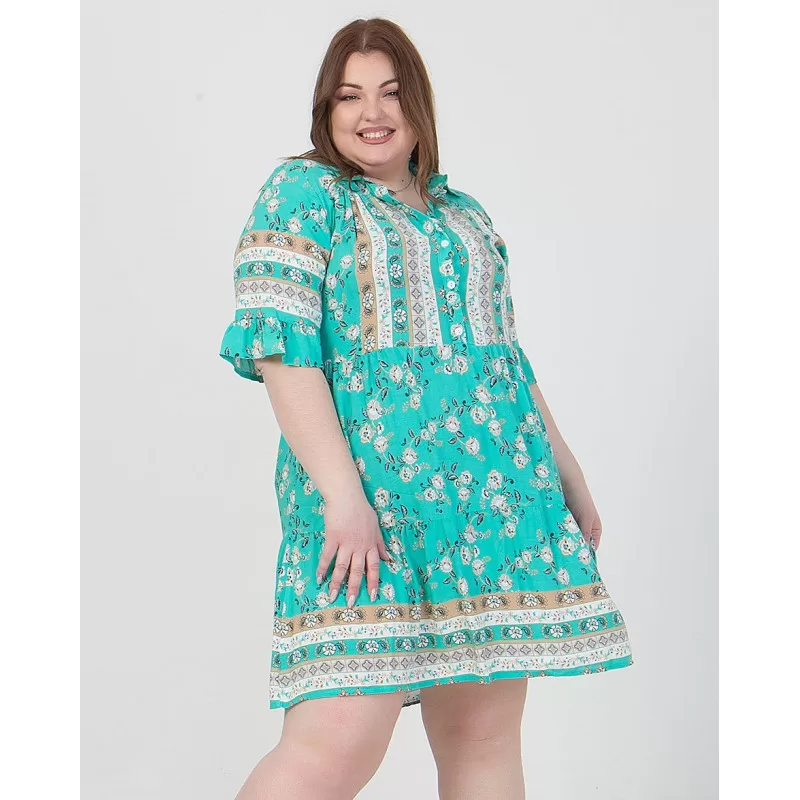 Plus Size Φόρεμα Floral - Βεραμάν Plus Size Φόρεμα Floral - Βεραμάν