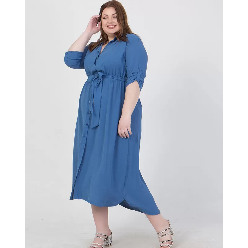 Plus Size Φόρεμα Σεμιζιέ - Γαλάζιο Plus Size Φόρεμα Σεμιζιέ - Γαλάζιο
